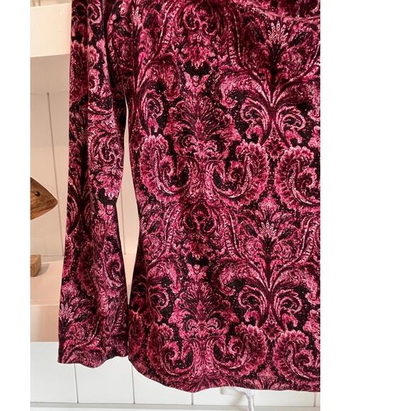 Talbots Women’s Large Cowl Neck Top Pink Black Paisley Velvet Burnout Size Large - Picture 4 of 9